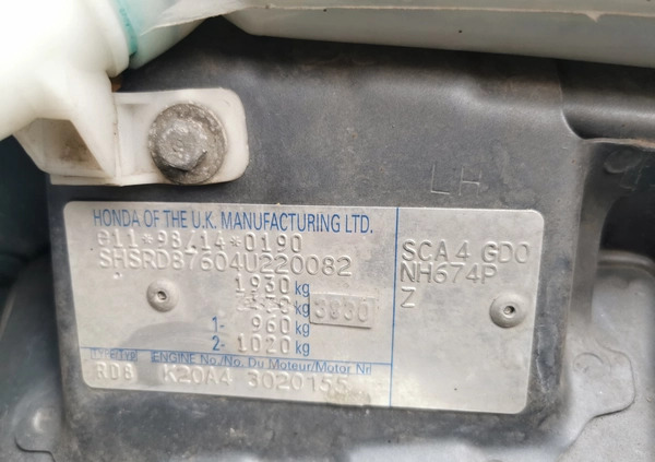 Honda CR-V cena 19999 przebieg: 176000, rok produkcji 2004 z Wysokie Mazowieckie małe 92